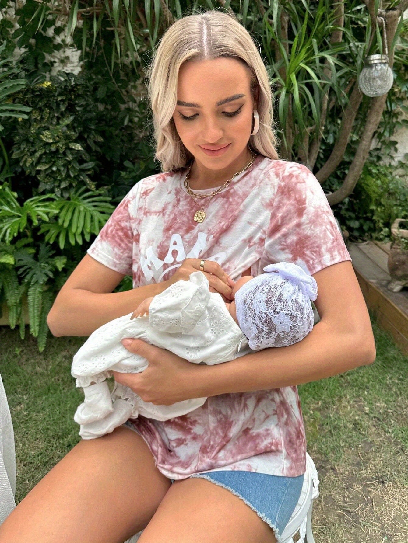 Women's Printed Maternity Nursing Shirt - Short Sleeve Casual Summer Breastfeeding Clothes