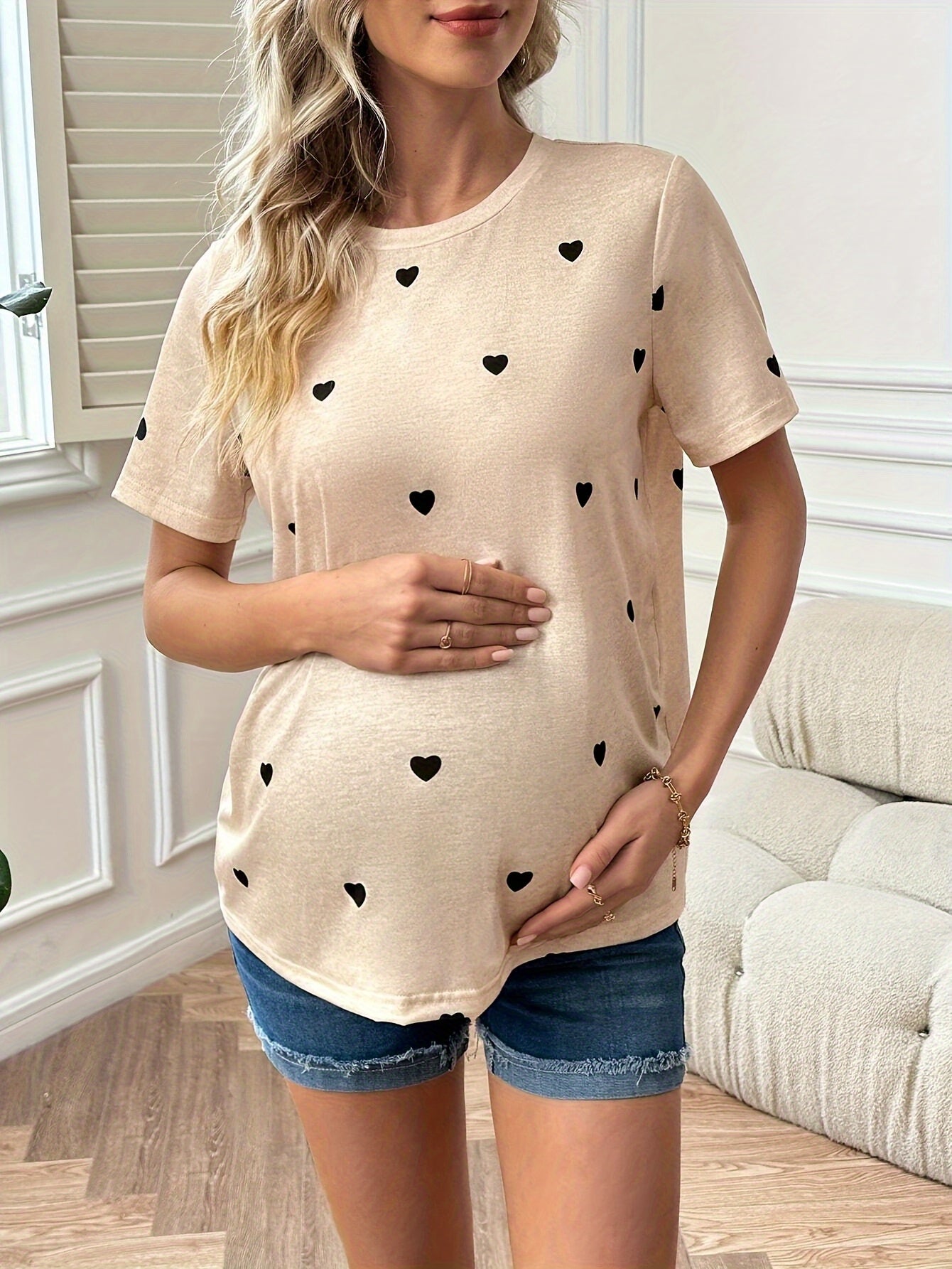 Maternity Short Sleeve Sporty T-Shirt - Comfortable Casual Summer Pregnancy Top