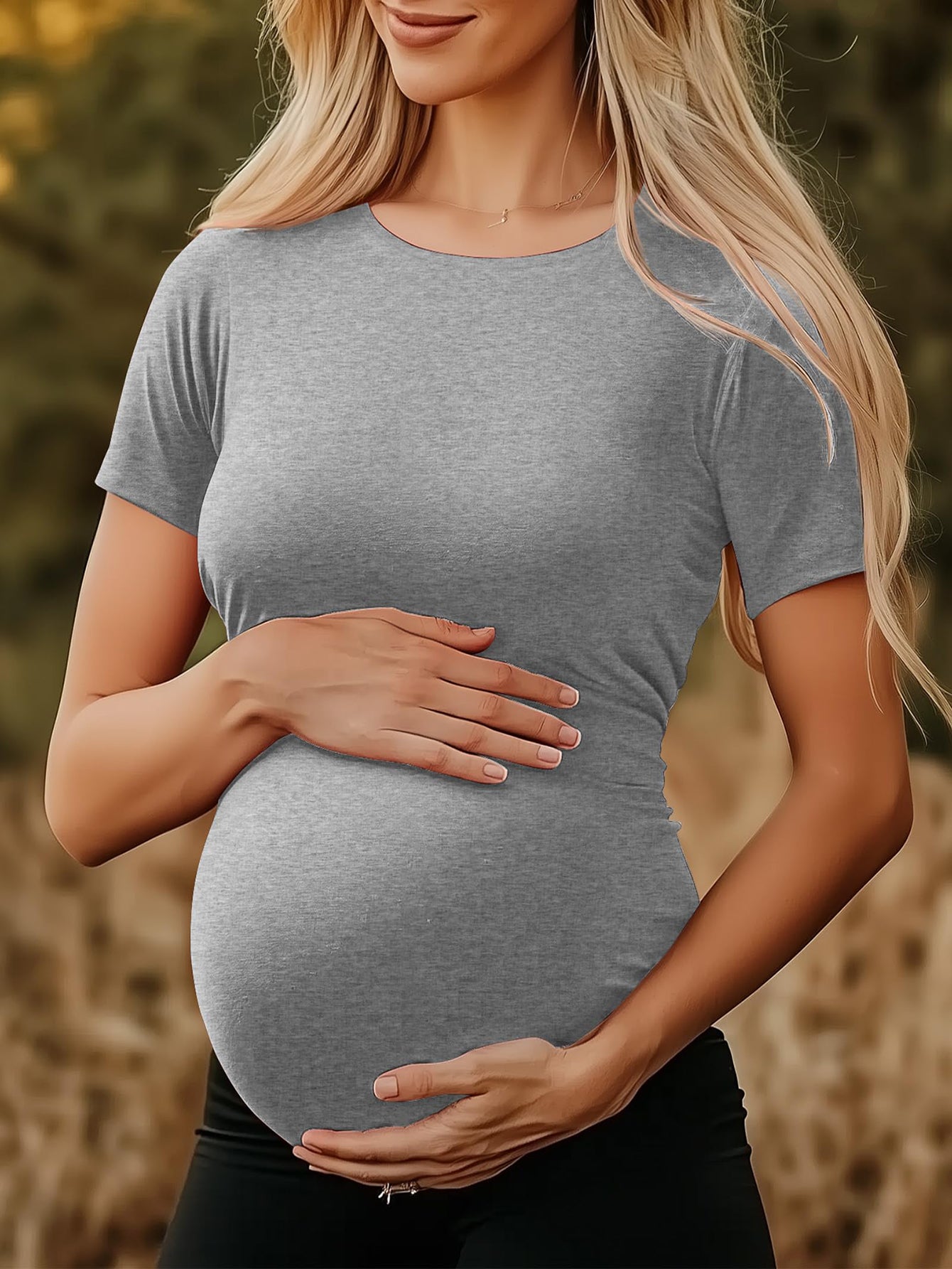 4-Pack Maternity Short Sleeve T-Shirts - Casual Summer Pregnancy Tops Multipack