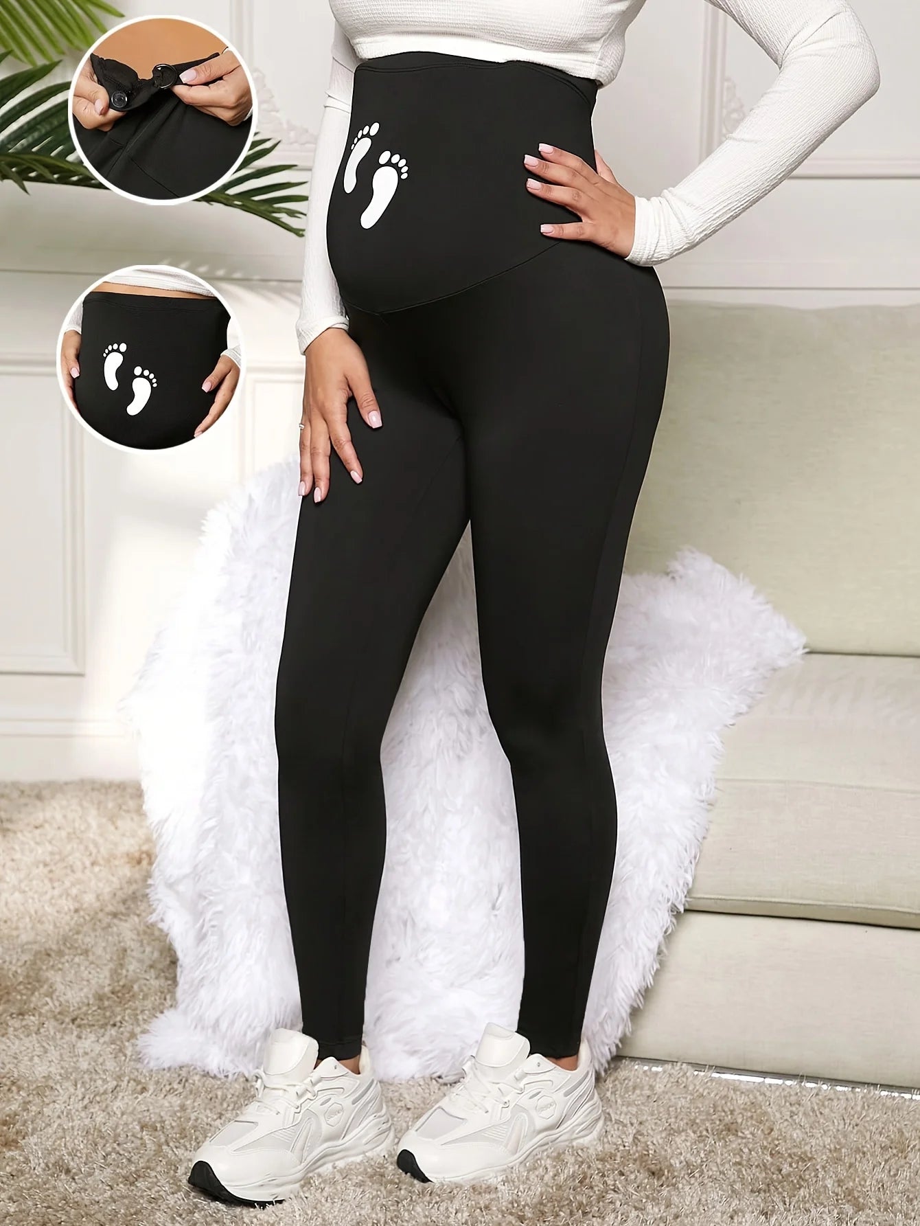 Black Summer Casual Stretch Versatile Sports Maternity Yoga Pants