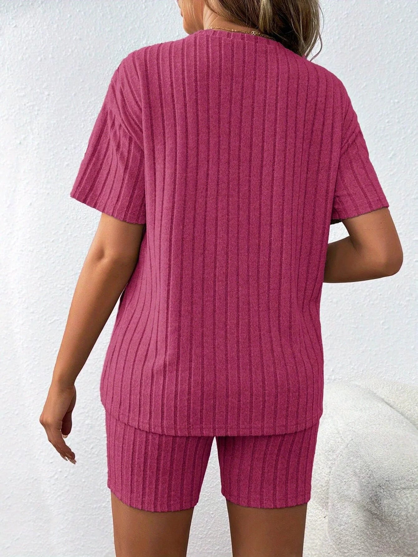 Maternity Two-Piece Set, Summer Comfortable Casual Versatile Loose Stretch Pink Maternity Suit