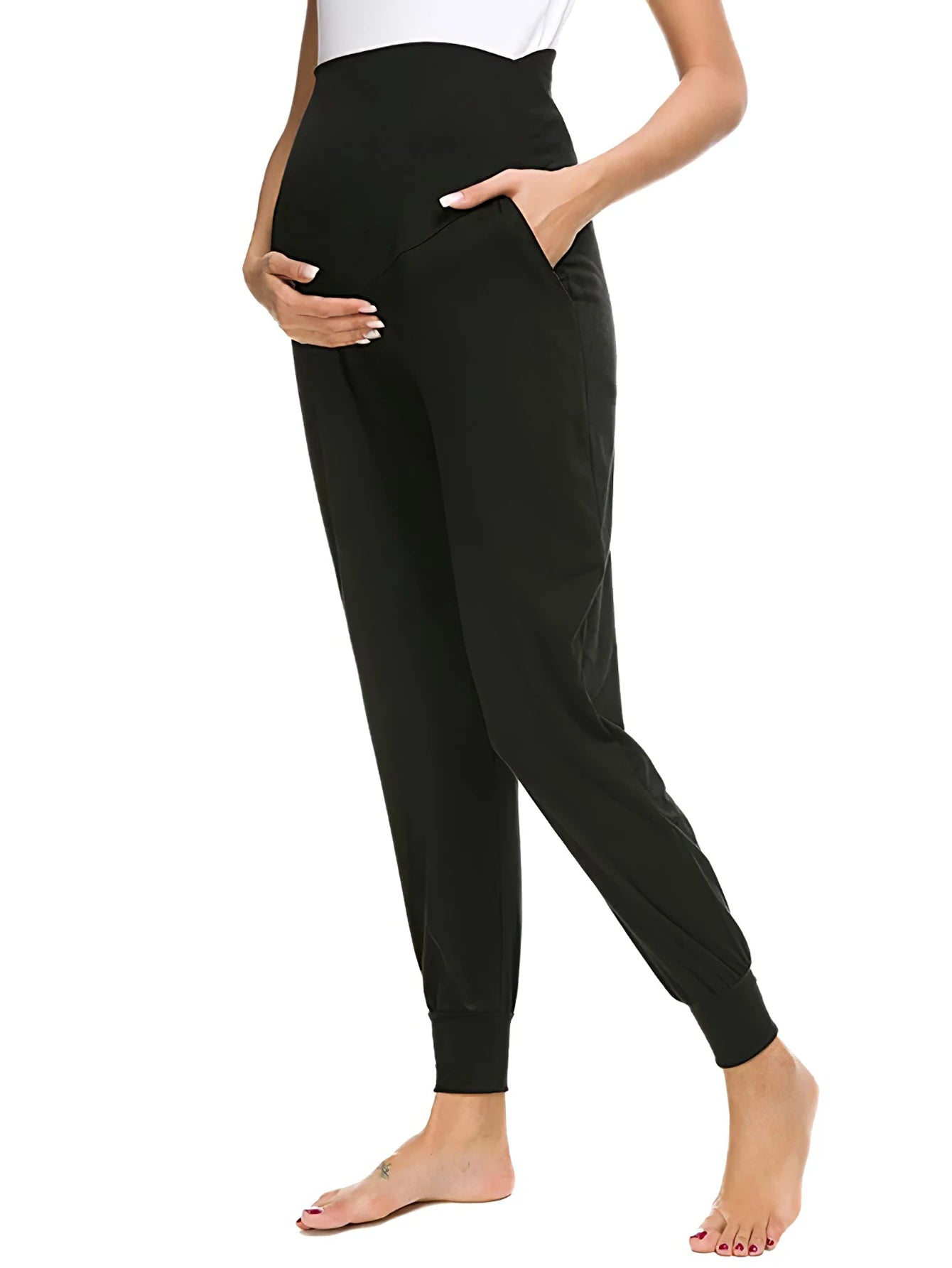 Black Maternity Yoga Pants, Casual and Versatile for Summer Sports and Yoga