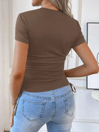 Maternity short-sleeve sports top, casual and comfortable summer shirt for pregnant women