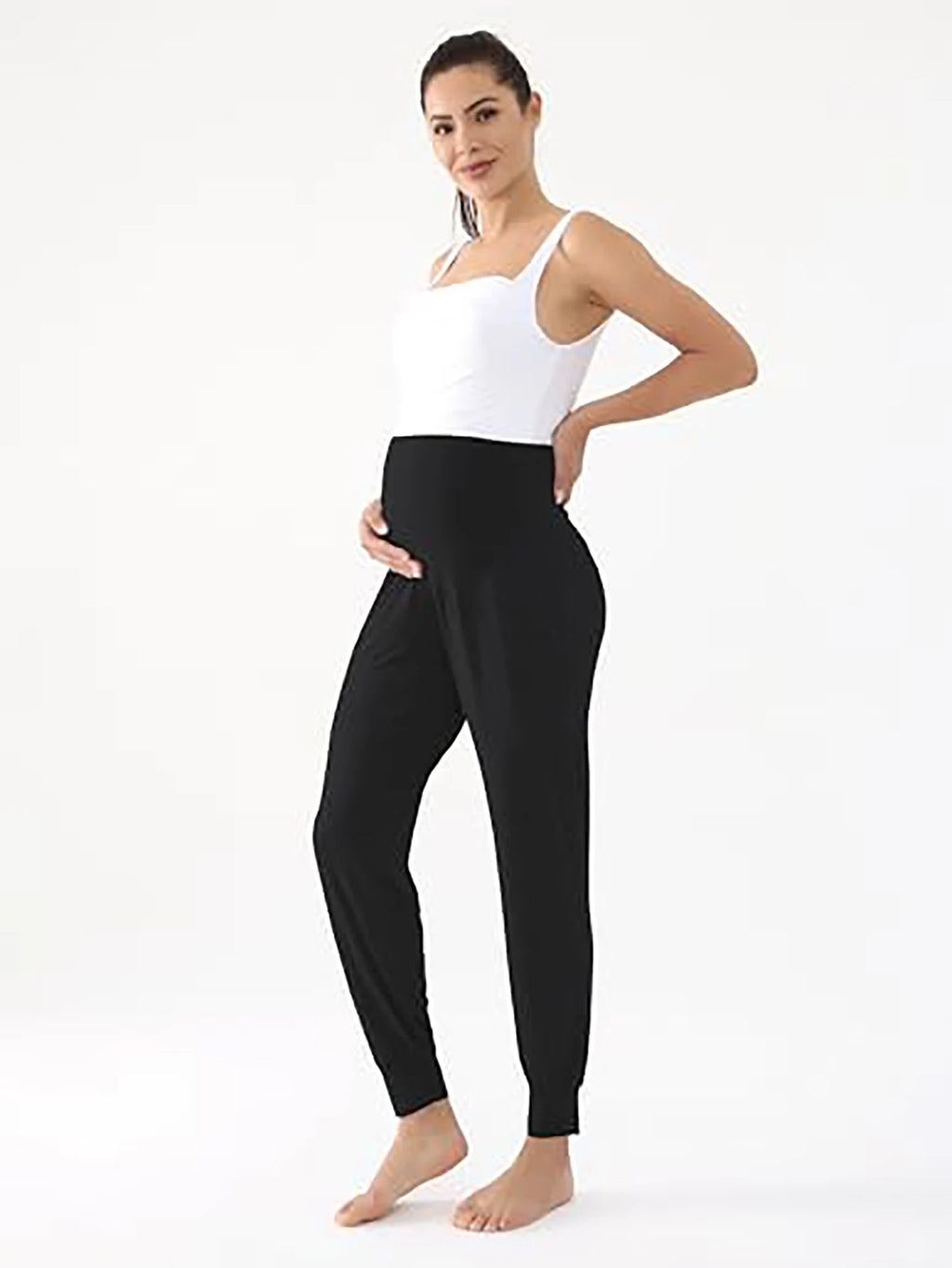 Black Maternity Yoga Pants, Casual and Versatile for Summer Sports and Yoga