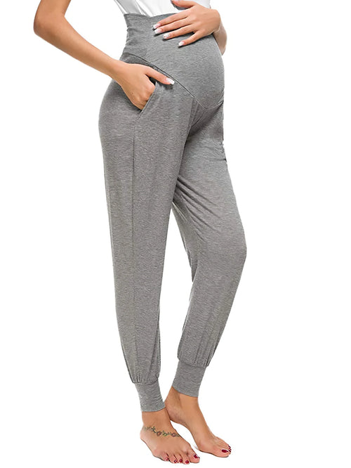 2-piece set Maternity Yoga Pants, Black & Gray, Summer Casual Versatile Sports Maternity Yoga Pants