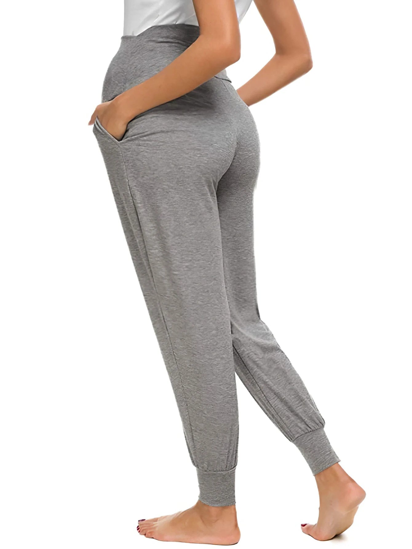 2-piece set Maternity Yoga Pants, Black & Gray, Summer Casual Versatile Sports Maternity Yoga Pants
