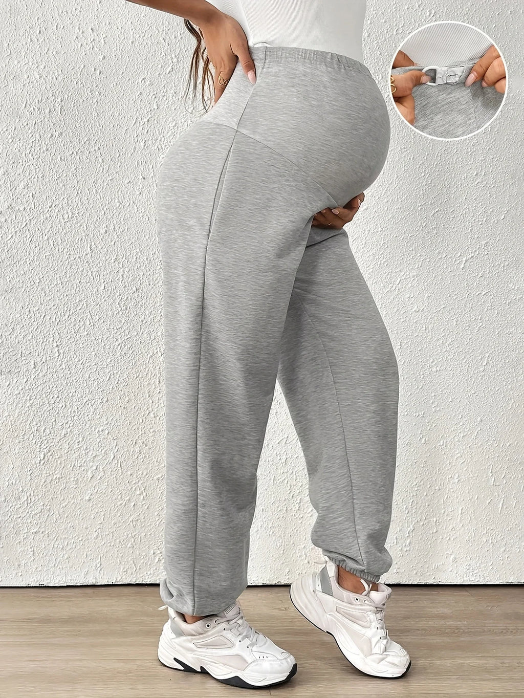 Maternity Leggings with Abdominal Support, Summer Casual, Stretchy, Versatile, Sporty Maternity Cropped Pants, Loose Sweatpants