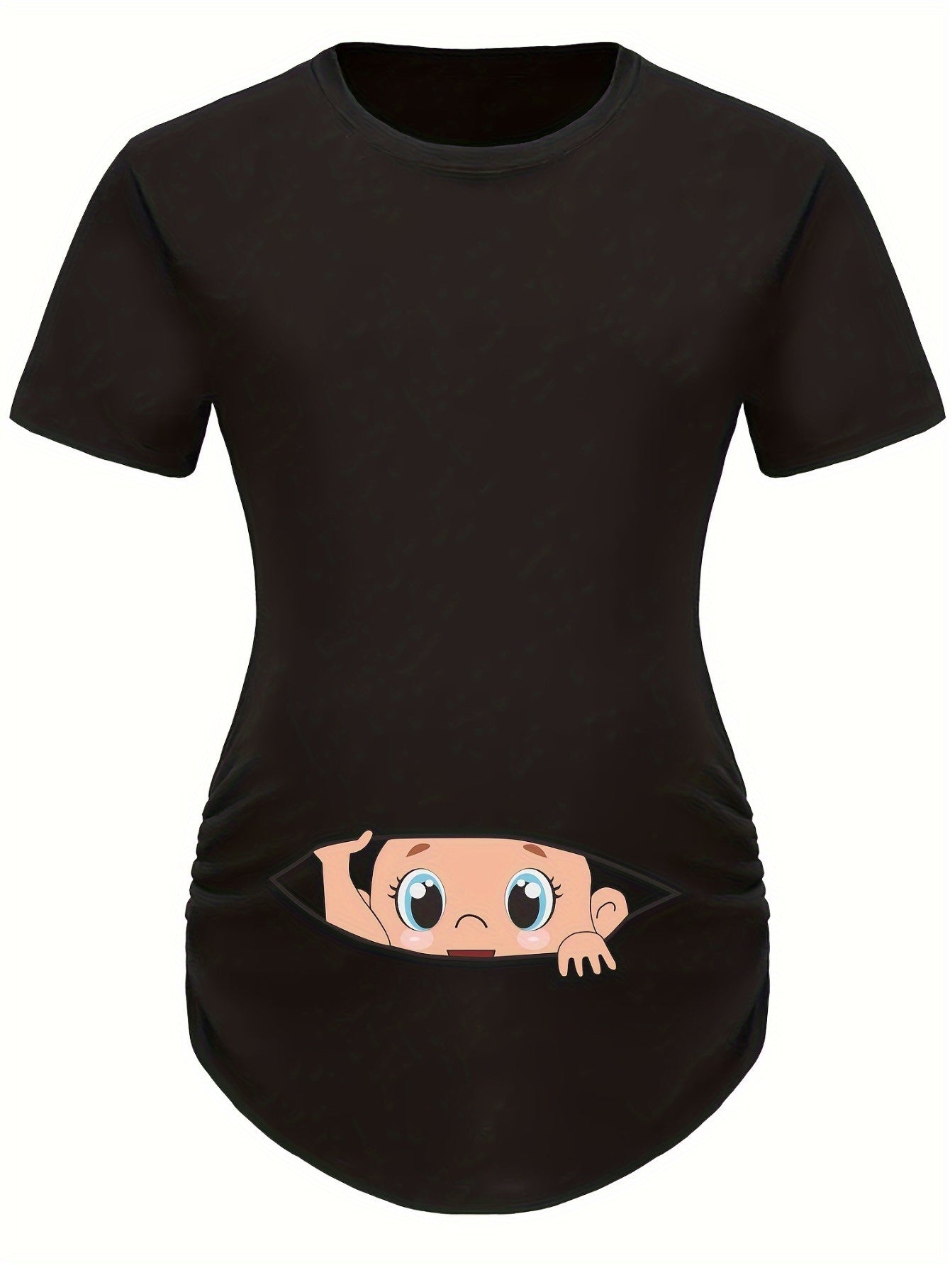 Maternity Black Short Sleeve T-Shirt - Casual Summer Pregnancy Top