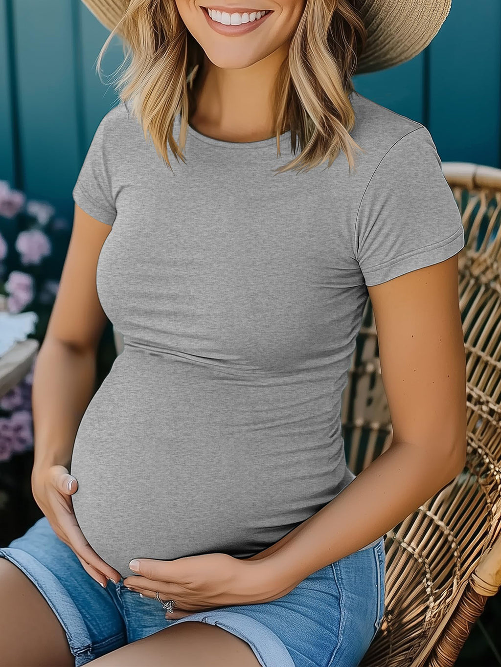 4-Pack Maternity Short Sleeve T-Shirts - Casual Summer Pregnancy Tops Multipack