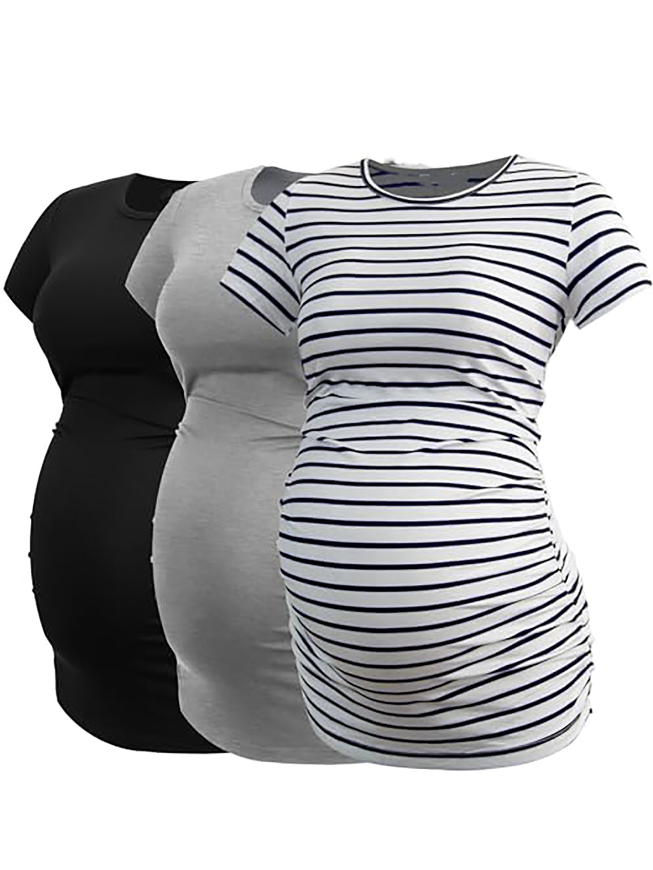 3-Pack Maternity Short Sleeve T-Shirts - Casual Summer Pregnancy Activewear Tops